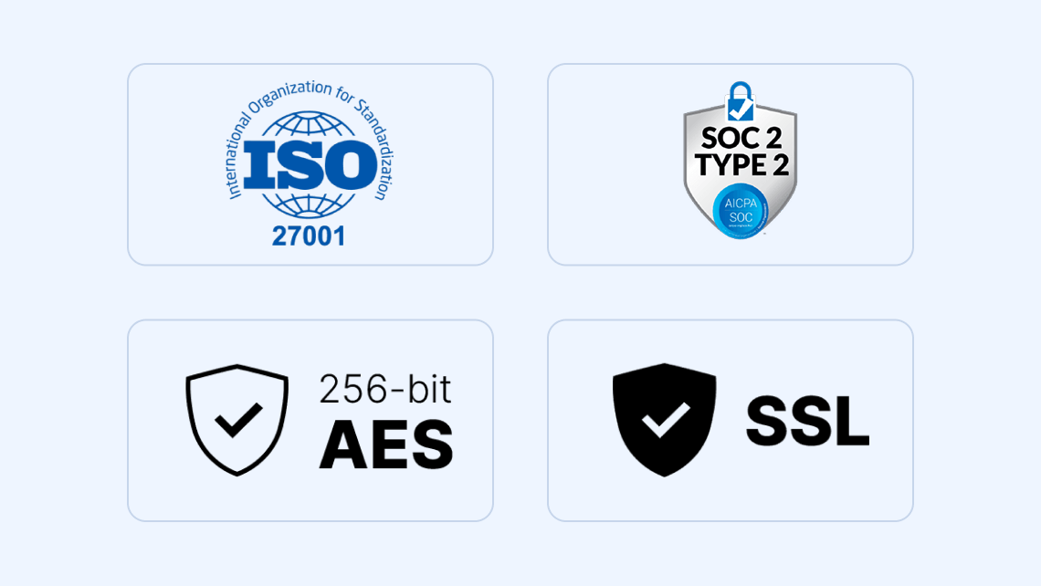 certified secure rag - ssl, white glove service, 256-bit AES, soc 2 type 2, iso 27001