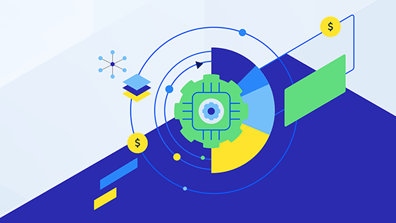 AI symbol surrounded by dollar signs