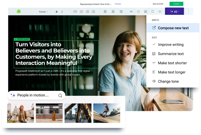 sitefinity ai capabilities mobile hero banner